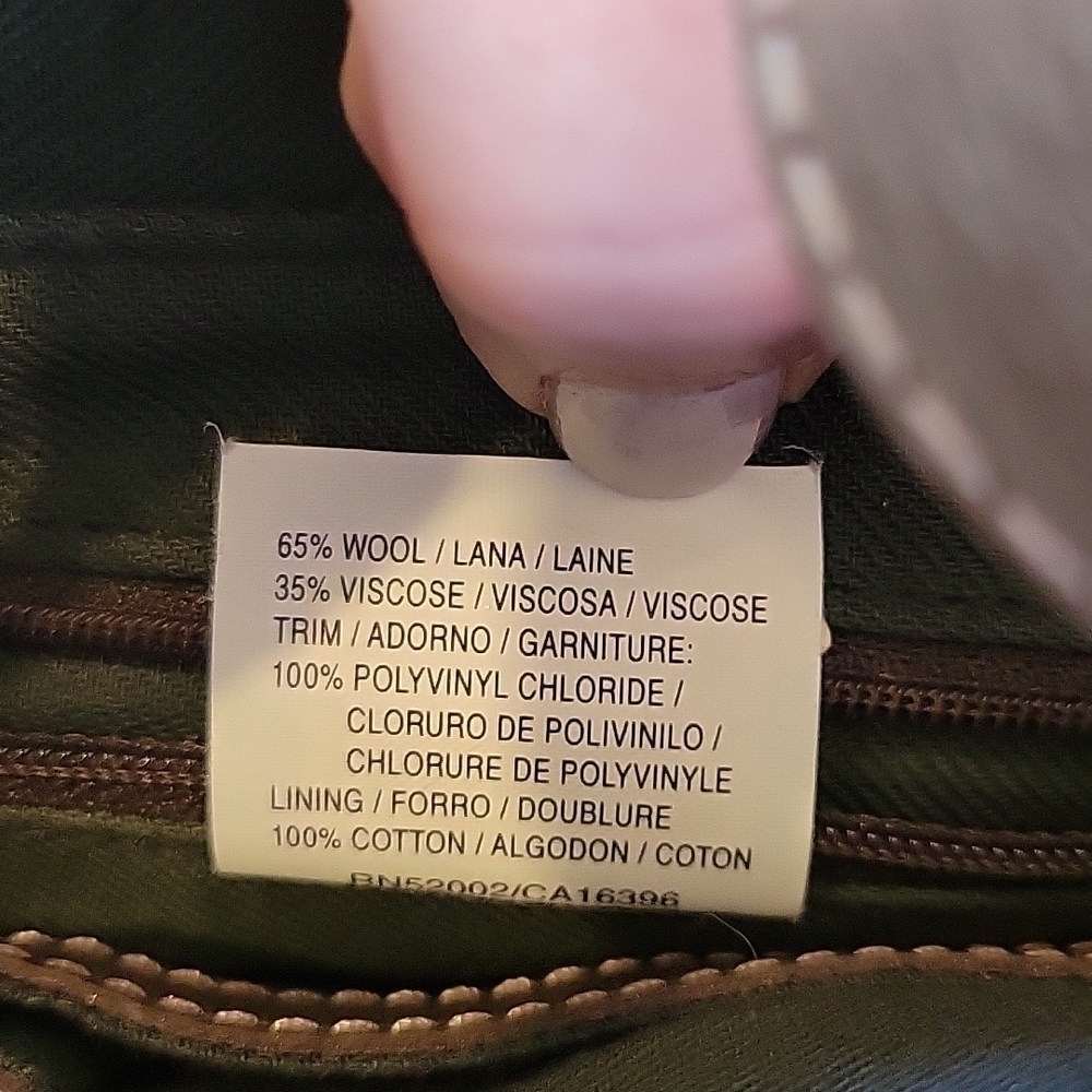 Liz CLAIBORNE brown cloth wool leather shoulder bag purse.  Excellent condition! - Picture 11 of 14